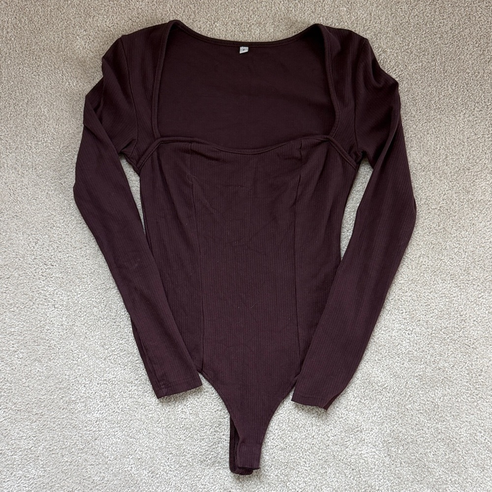 Women's Long Sleeve Bodysuit - Dark Brown
